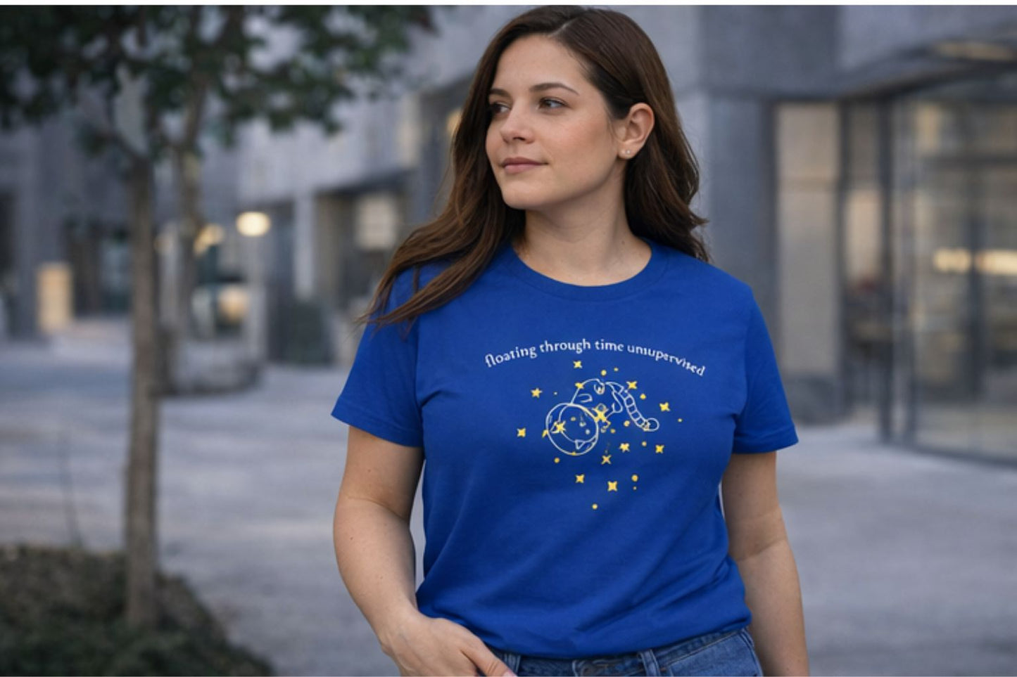 Floating Through Time Unsupervised – Existential Humor Unisex T-Shirt