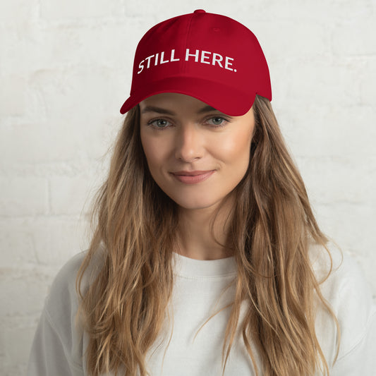 STILL HERE Hat in cranberry — Still Here Co. embroidered dad hat