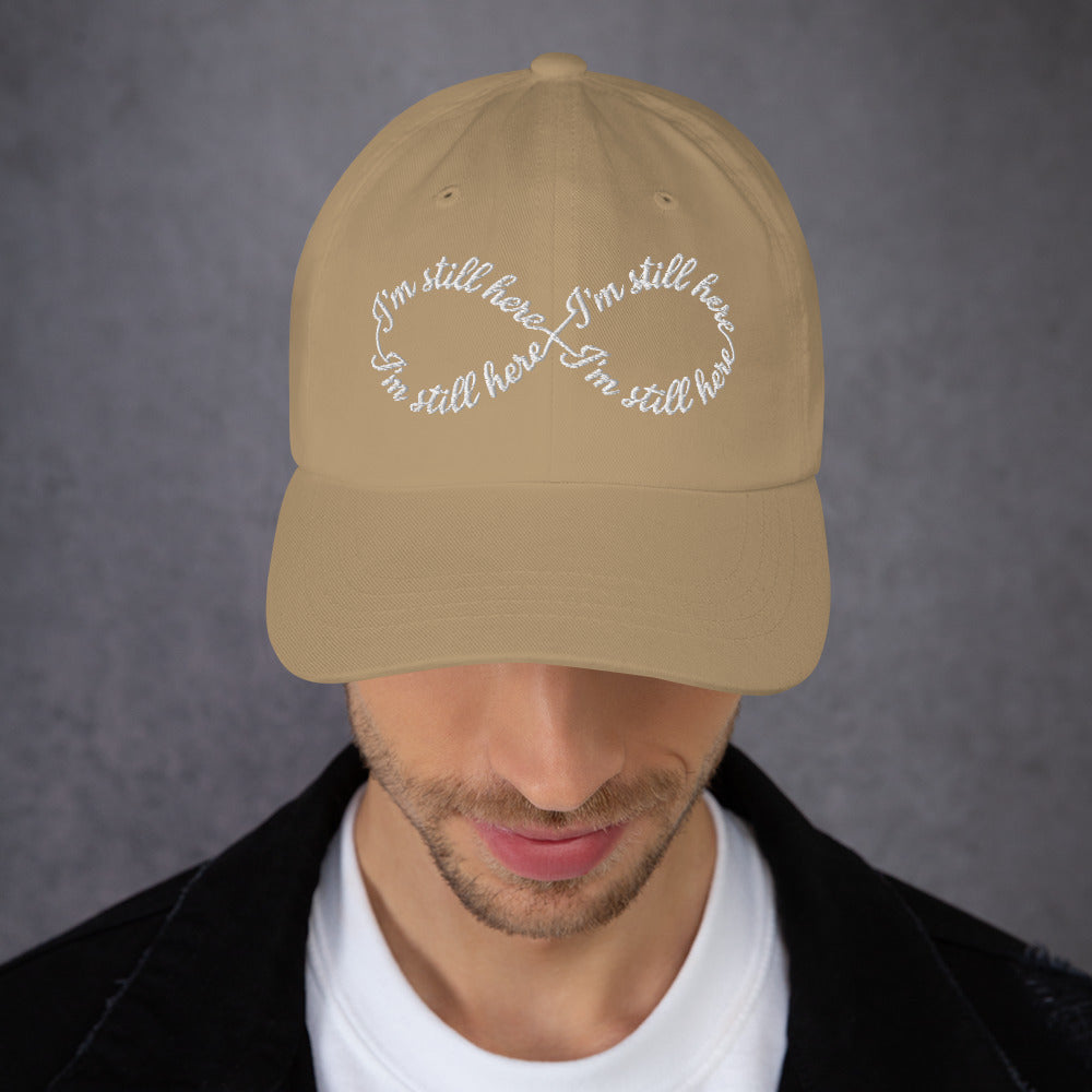 I'm Still Here Infinity Hat in khaki — Still Here Co. embroidered cap
