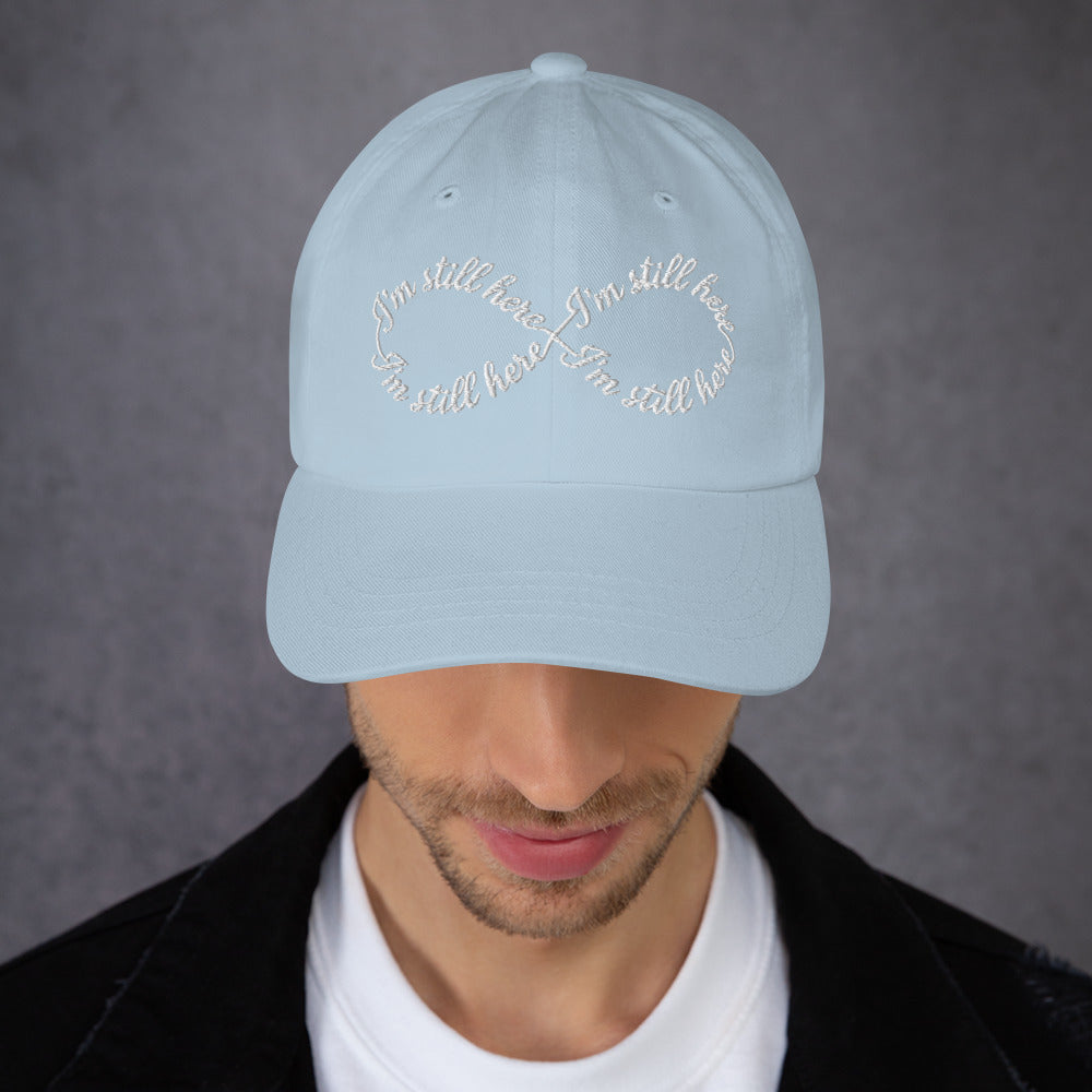 I'm Still Here Infinity Hat in light blue — Still Here Co. dark colors