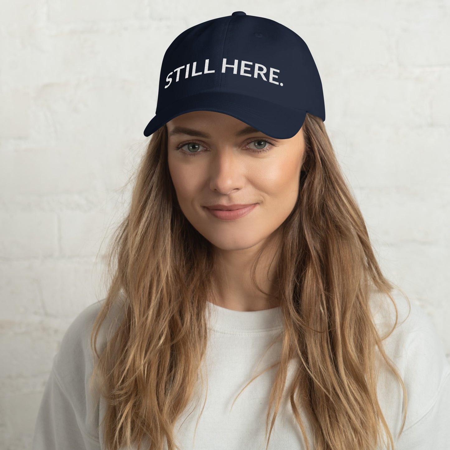 STILL HERE Hat in navy — Still Here Co. embroidered dad hat