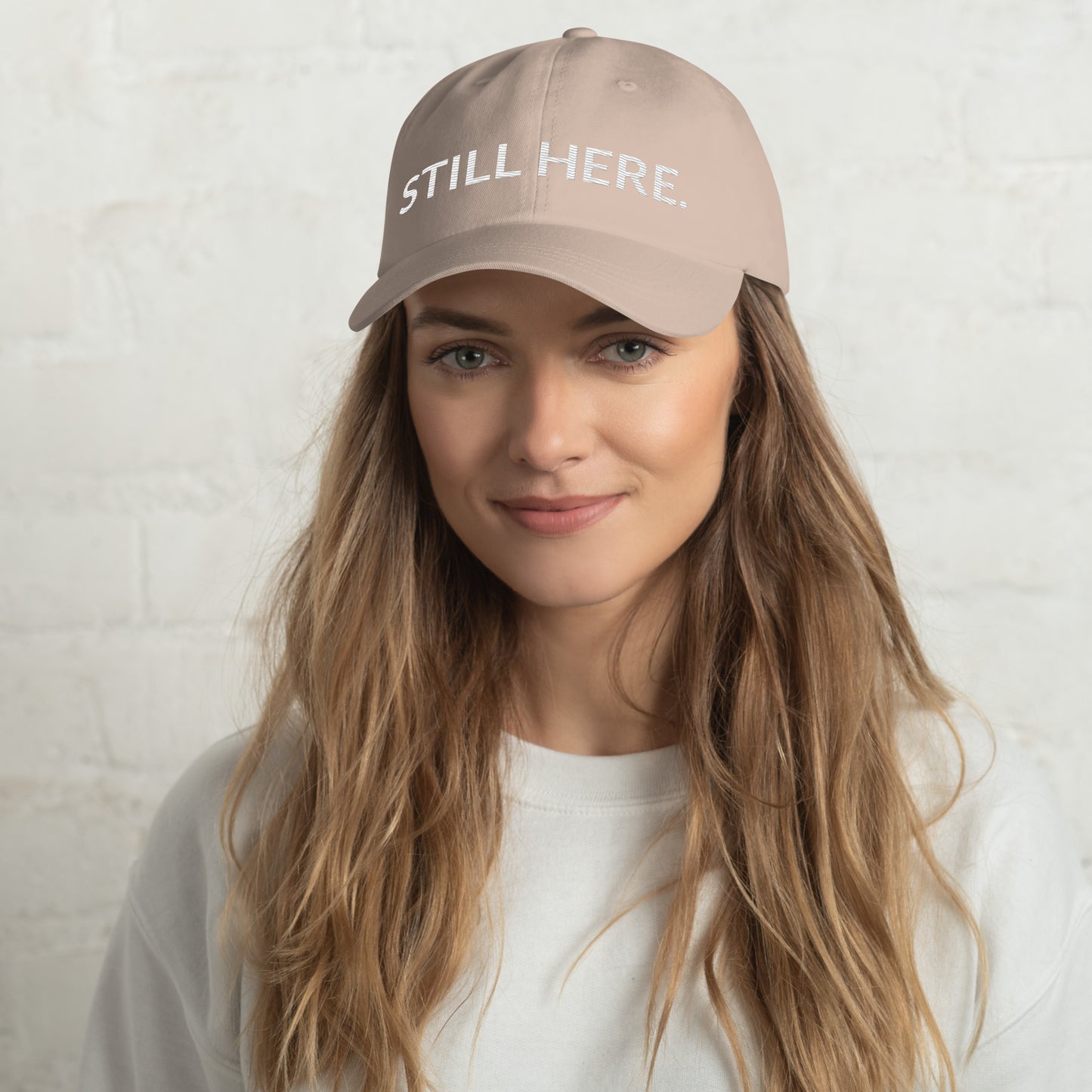 STILL HERE Hat in stone — Still Here Co. dad hat dark colors