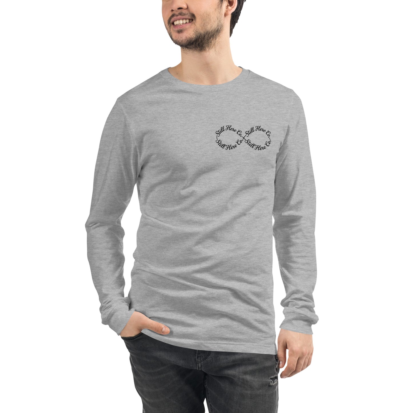 Still Here Co. long sleeve tee in athletic heather — resilience apparel