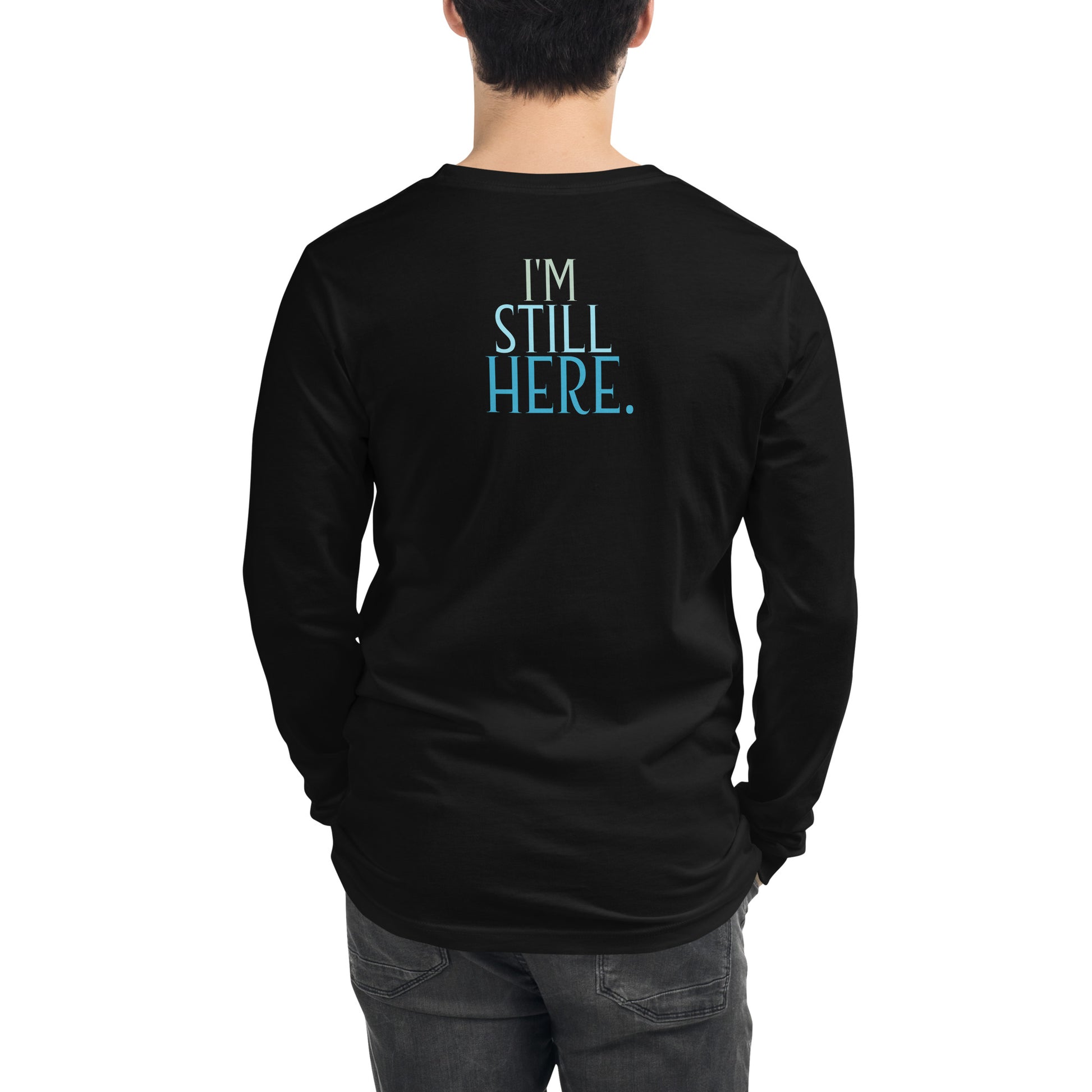 Despite... black tee back view — Still Here Co. apparel
