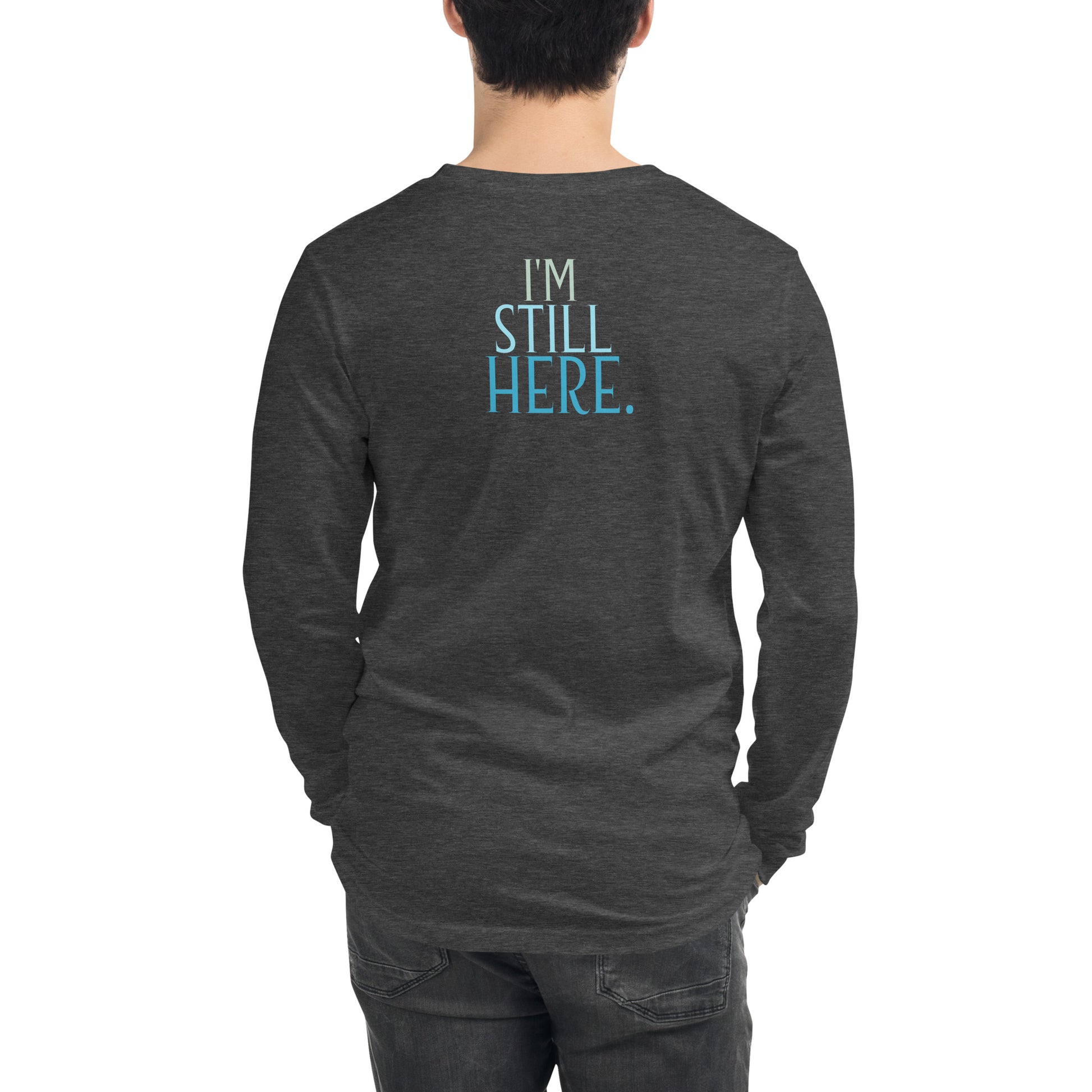 Despite... dark grey heather back view — Still Here Co.