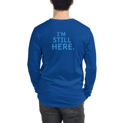 Underneath It All royal blue tee back — Still Here Co. resilience apparel