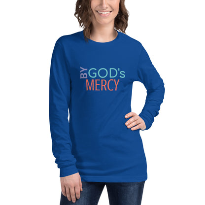 BY GOD'S MERCY long sleeve tee in royal blue — Still Here Co. apparel