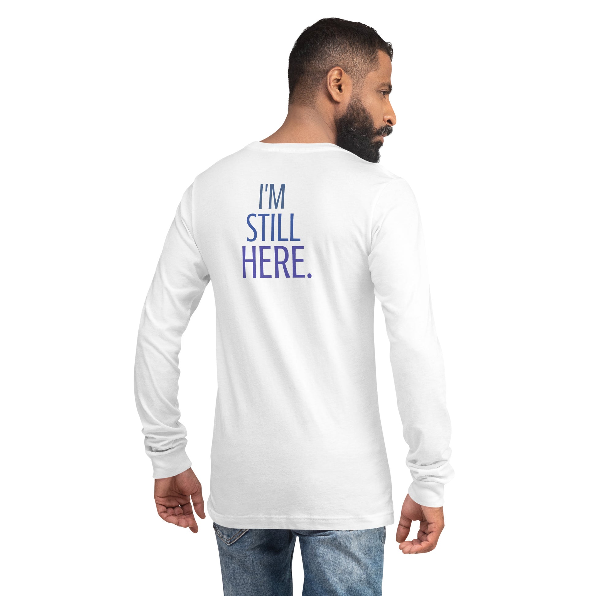 BY GOD'S MERCY long sleeve tee in white — back view