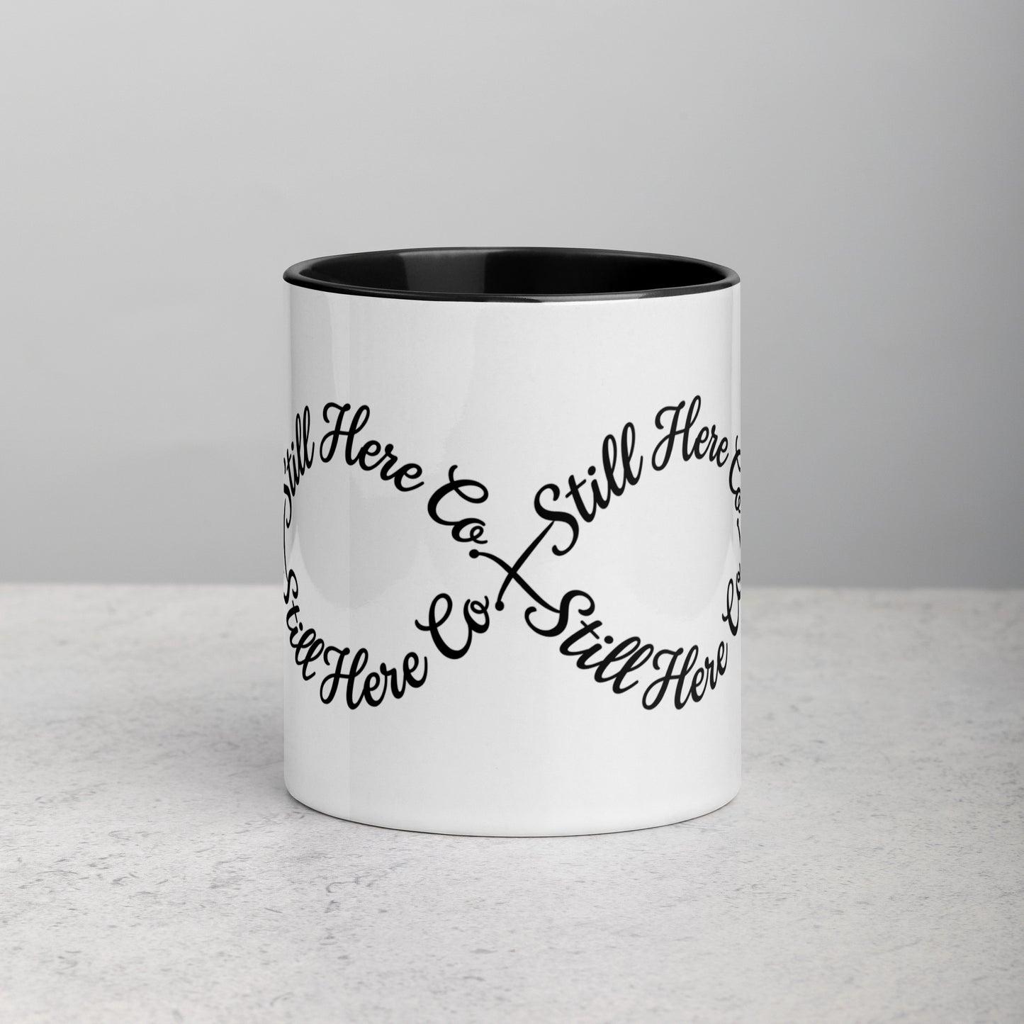 Still Here Co. Infinity Mug in black 11oz — Still Here Co. ceramic mug