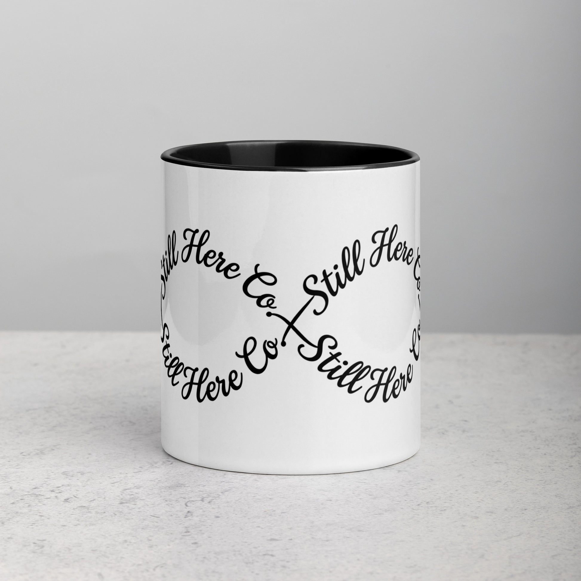 Still Here Co. Infinity Mug in black 11oz — Still Here Co. ceramic mug