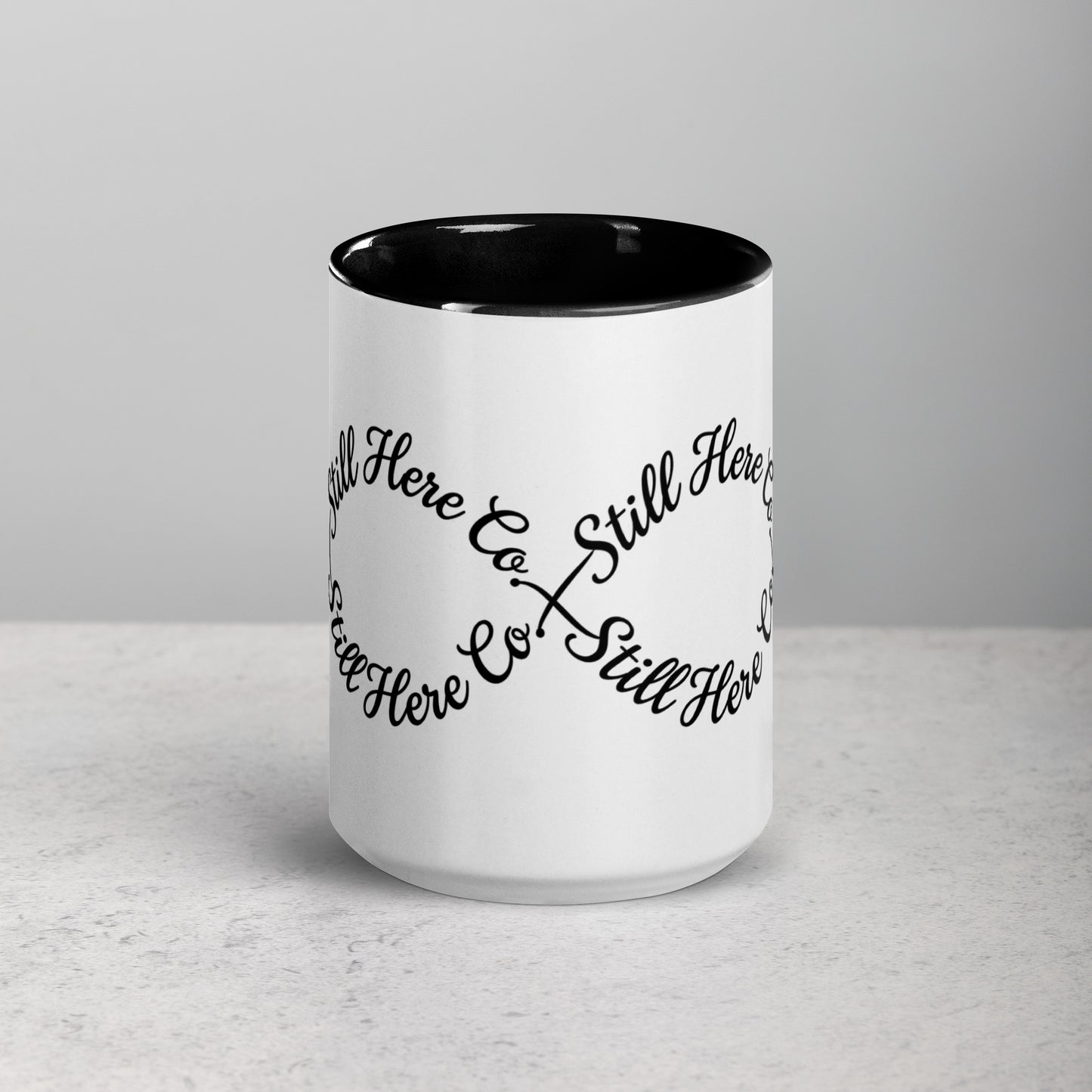Still Here Co. Infinity Mug in black 15oz — Still Here Co. mug