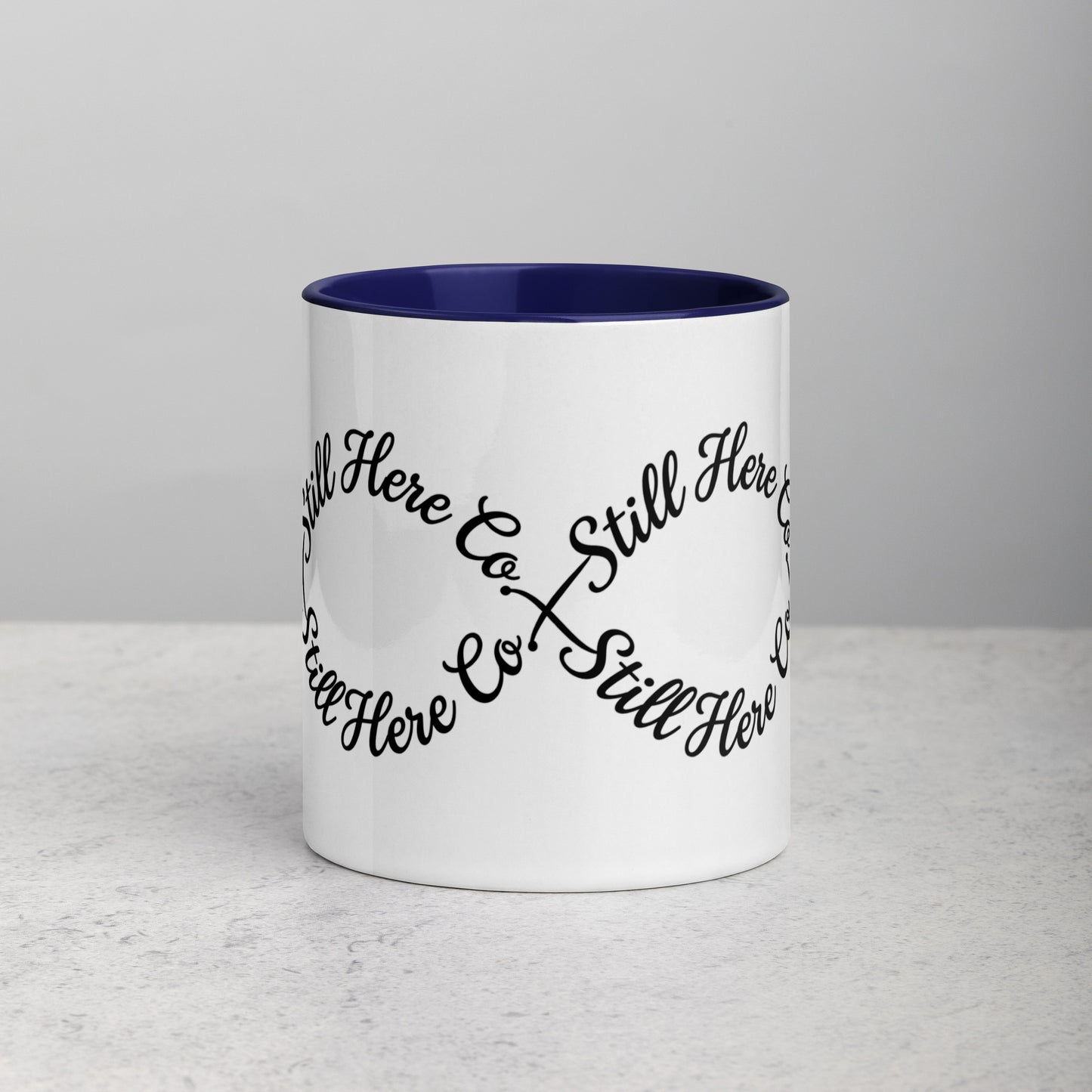 Still Here Co. Infinity Mug in dark blue 11oz — Still Here Co.