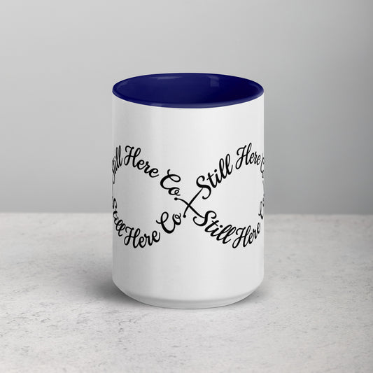 Still Here Co. Infinity Mug in dark blue 15oz — Still Here infinity print