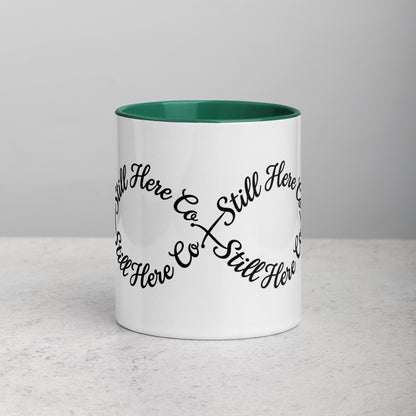 Still Here Co. Infinity Mug in dark green 11oz — colored interior
