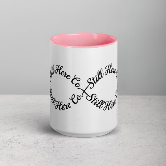 Still Here Co. Infinity Mug in pink 15oz — colored interior ceramic mug